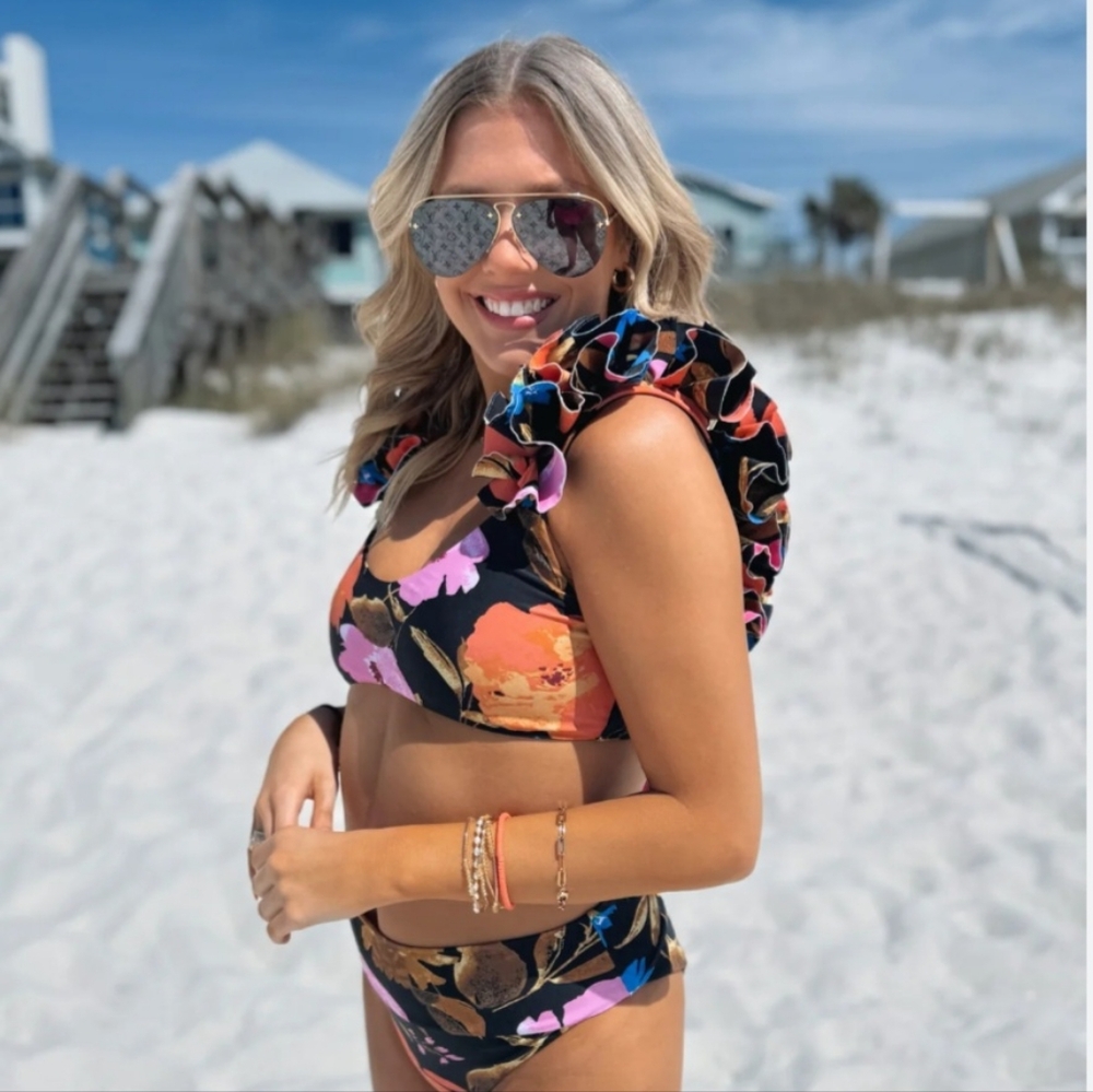 Floral Ruffle Bikini top